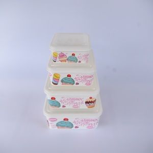 Decorative food storage containers. 4 pack.  Plastic